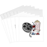Greeting Cards - Image of Old 3d Glasses Movie Film And Popcorn - 6 Pack - Florene Retro