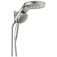 HydroRain 5-Spray H2Okinetic Dual Shower Head with Handheld Spray, Brushed Nickel Shower Head with Hose, Handheld Shower, Detachable Shower Head, 1.75 GPM Flow Rate, Stainless 58680-SS