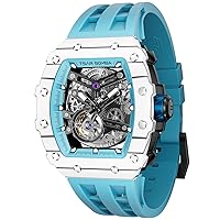 TSAR BOMBA Luxury Men's Automatic Mechanical Watch Japanese Movement Sapphire Glass 50 m Waterproof Men's Watch Tonneau Watch Silicone Strap Bright Elegant Gifts for Men