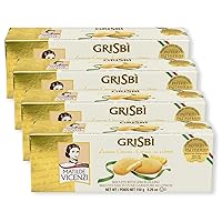 Grisbi Lemon Cream by Matilde Vicenzi | Lemon Filled Vanilla Patisserie Pastry Cookie| Kosher, Dairy | Made in Italy | 5.29oz (150g) Box, 4-Pack