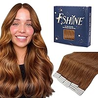 Fshine Tape in Hair Extensions Color 330 Auburn Hair Extensions Real Human Hair 20 Inch Long Hair Extensions Straight 20Pcs Invisible Tape Hair Extensions for Women 50g Remy Hair