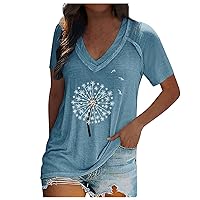 Women's Sexy Tops Fashion Solid Color Round Neck Loose Button Short Sleeved T-Shirt Top Tops, S-2XL