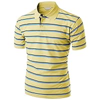 Men's 180-200 TC Silket Striped Polo Dri Fit Collar T-Shirt