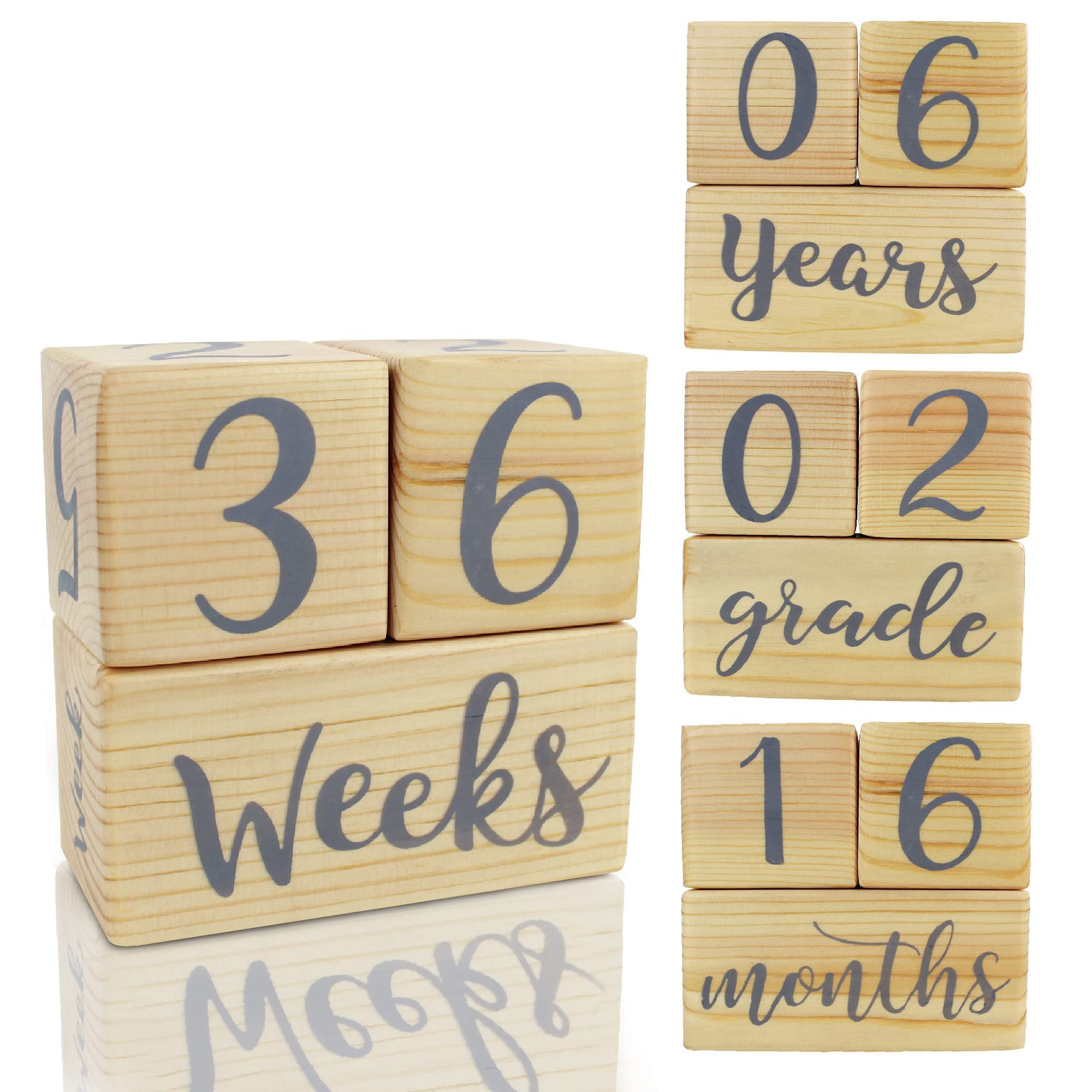 Baby Milestone Blocks – Natural Wooden Baby Monthly Milestone Blocks with Weeks, Months & Years. The Milestone Blocks are an Ideal Gift for Photoshoots, Baby Shower, Pregnancy Gifts & New Mom's Gift