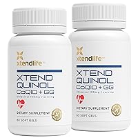 Xtendlife Xtend-Quinol CoQ10 & GG Advanced Ubiquinol & Geranylgeraniol (GG) Supplement for Active CoEnzyme Q10 Production, Helps Maintain Normal Cellular Energy & Aging Health, 60 Soft Gels (2 Pack)