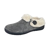 Clarks Womens Suede Leather Slipper with Gore and Bungee Faux Fur Lining - Indoor Outdoor House Slippers For Women