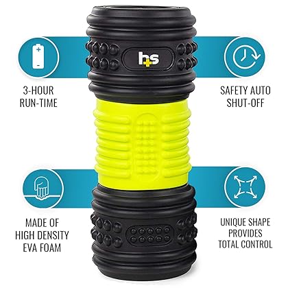 HealthSmart Vibrating Foam Roller, FSA & HSA Eligible Massage Roller and Muscle Roller for Exercise and Physical Therapy with Four Speed Vibrations and Deep Tissue Massage, Firm Density