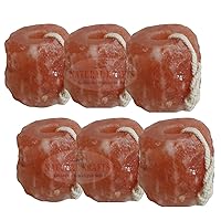 Himalayan Salt Lick on Ropes for Animals - All Natural Pure Mineral Block - Himalayan Salt Block for Deer, Salt Block for Horses, Cows, and Other Livestock - 2.5 lbs Each Pack of 6