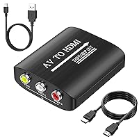RCA to HDMI,AV to HDMI Converter,Composite to HDMI Converter Compatible with WII,PS One,PS2,PS3,STB,Xbox,VHS,VCR,Blue-Ray DVD,with 3.3ft HDMI Cable