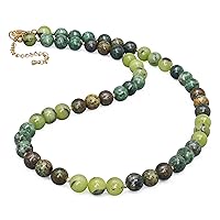 PEARLFECT Beaded Necklace for Women,8MM Jasper Stone Necklace, Handmade Fashion Jewelry Gifts,Bead Choker Necklace, 18 Inch, Gemstone, Jasper