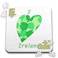 3dRose Heart of Shamrock Collage with I Heart Love Ireland in Shades of... - Puzzles (pzl_355354_2)