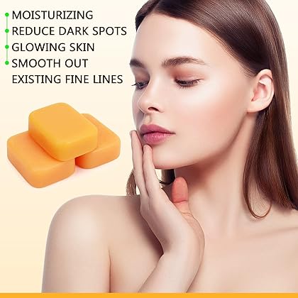 RONKIE Kojic Acid Soap, Kojic Soap, Dark Spot Corrector, Soap For Dark Spots with Tumeric Soap, Retinol, Collagen, Hyaluronic Acid, Exfoliating & Nourishing（3 packs）