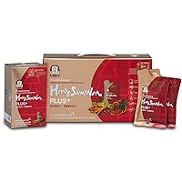 CheongKwanJang [Hong Sam Won Plus - Korean Ginseng Drink] Korean Red Panax Ginseng Extract Drink - Increase Productivity, Improve Blood Circulation & Brain Function - 30 Pouches