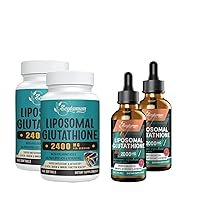 Liposomal Glutathione 2400 MG & Liposomal Glutathione Liquid 2000 MG - Powerful Antioxidant, Energy Boost, Immune System, Aging Defense