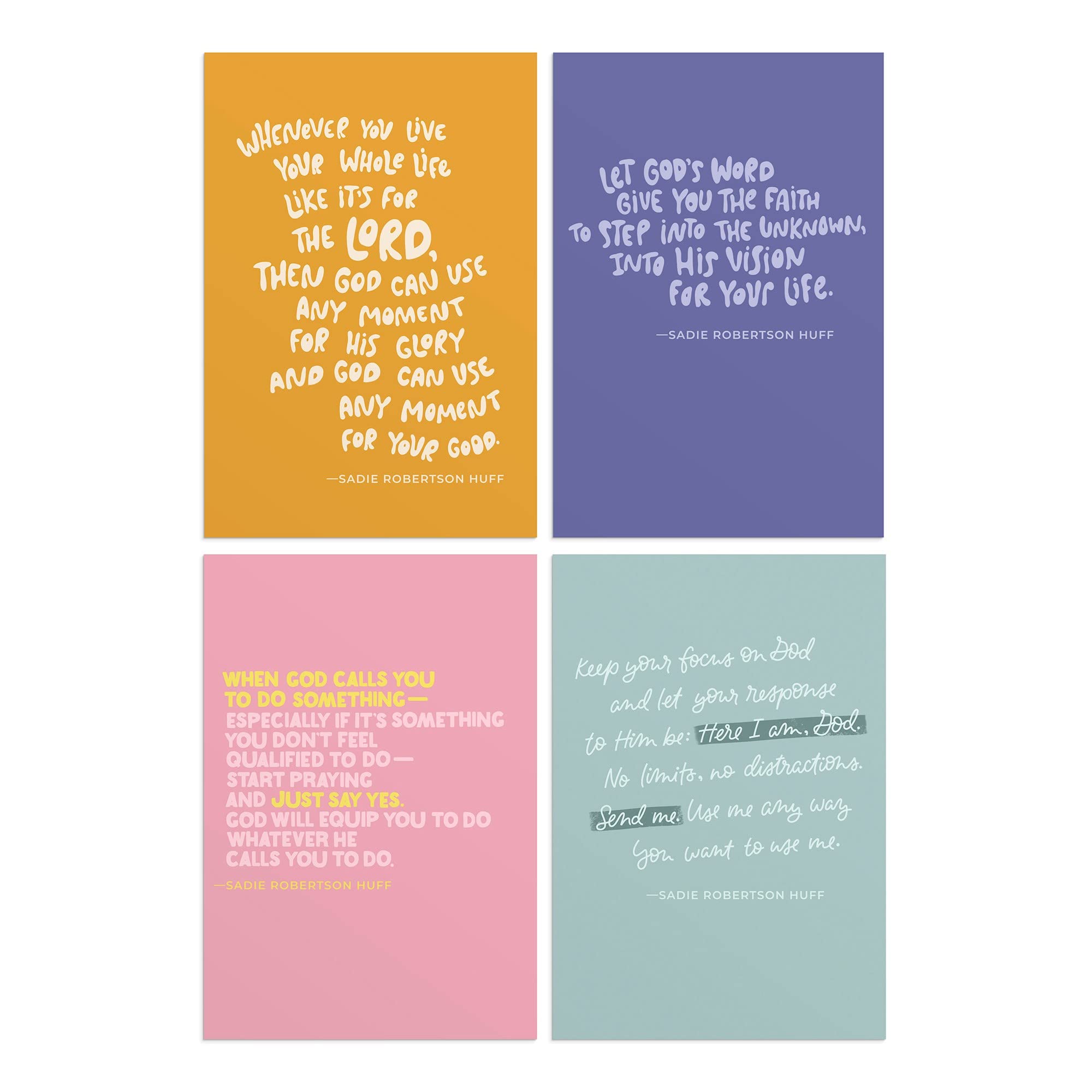 DaySpring - Sadie Robertson Huff - God Can Use You Greeting Cards - 4 Design Assortment with Scripture - 12 Encouragement Boxed Cards & Envelopes (U1202)