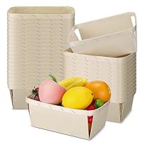 30 Pcs Berry Basket Bulk 2 Quarts Wooden Gift Baskets Square Vented Baskets Wood Fruit Basket Pint Wood Boxes Picking Food Storage and Gifts Party Decor, 8.9 x 5.7 x 3.5 Inches