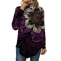 Tunic Tops to Wear with Leggings Vintage Floral Printed Half High Neck Fall Shirts for Women 2023 Trendy Womens Blouse