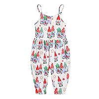 6 Month Girl Clothes Toddler Girls Christmas Sleeveless Cartoon Prints Romper Jumpsuit with Pocket (White, 3-4 Years)