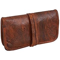 Genuine Leather Stationery Make-Up Wrap Case carry Pouch Headphone Holder Vintage Unisex