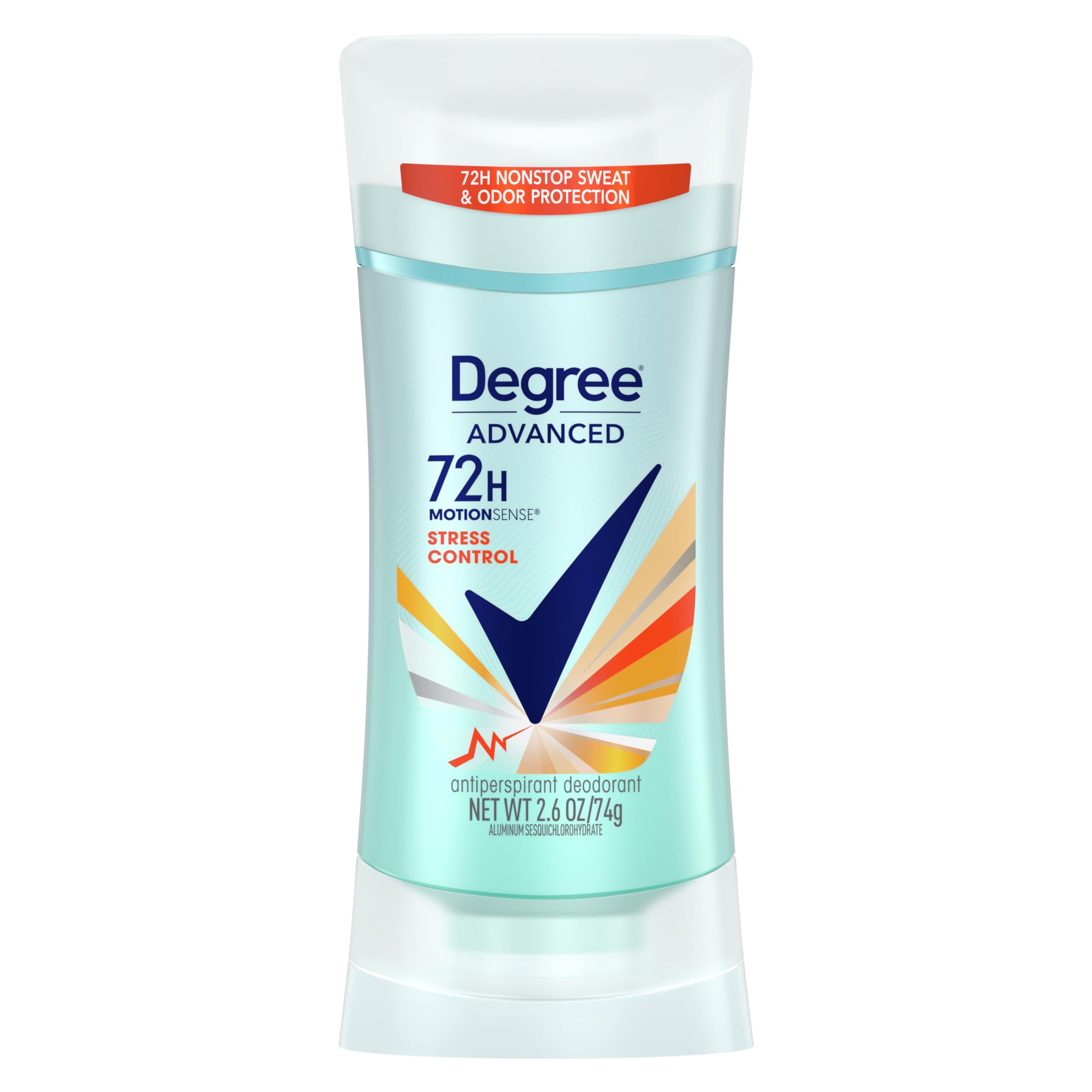 Degree Advanced Antiperspirant Deodorant Stress Control 72-Hour Sweat & Odor Protection Antiperspirant for Women with MotionSense Technology 2.6 oz