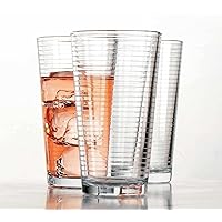 Glaver's Drinking Glasses Set of 10 Highball Glass Cups, Premium Quality 17 Oz. Coolers, Ribbed Glassware. Ideal for Water, Juice, Cocktails, and Iced Tea. Dishwasher Safe.