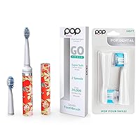 Pop Sonic Electric Toothbrush (Red - Floral) Bonus 2 Pack Replacement Heads- Travel Toothbrushes w/AAA Battery | Kids Electric Toothbrushes with 2 Speed & 15,000-30,000 Strokes/Minute