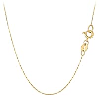 Jewelry Affairs 10k Real Solid Gold Mirror Box Chain Necklace, 0.6mm
