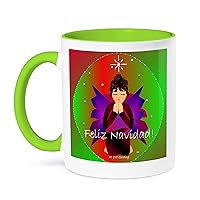 3dRose Christmas Angel Baby Girl Praying With Feliz Navidad Christmas Text - Mugs (mug_6956_7)