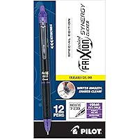 PILOT, FriXion Synergy Clicker Erasable, Refillable, Retractable Gel Ink Pens, Extra Fine Point 0.5 mm, Pack of 12, Purple Ink