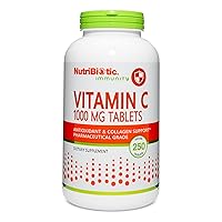 NutriBiotic - Vitamin C 1000 Mg, 250 Count Tablets | Essential Immune & Antioxidant Collagen Support Supplement | Pharmaceutical Grade L-Ascorbic Acid | Vegan, Non-GMO & Gluten Free