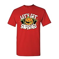 Manateez Men's Halloween Party Pumpkin Jack-O-Lantern Let's Get Smashed Tee Shirt