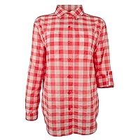 Michael Kors Women's Checked Button-Down Shirt-S-S Sangria