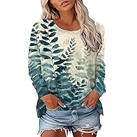 Off The Shoulder Tops for Women Women Casual Fashion Round Neck Long Sleeve Tshirt Color Printed Long Sleeve R