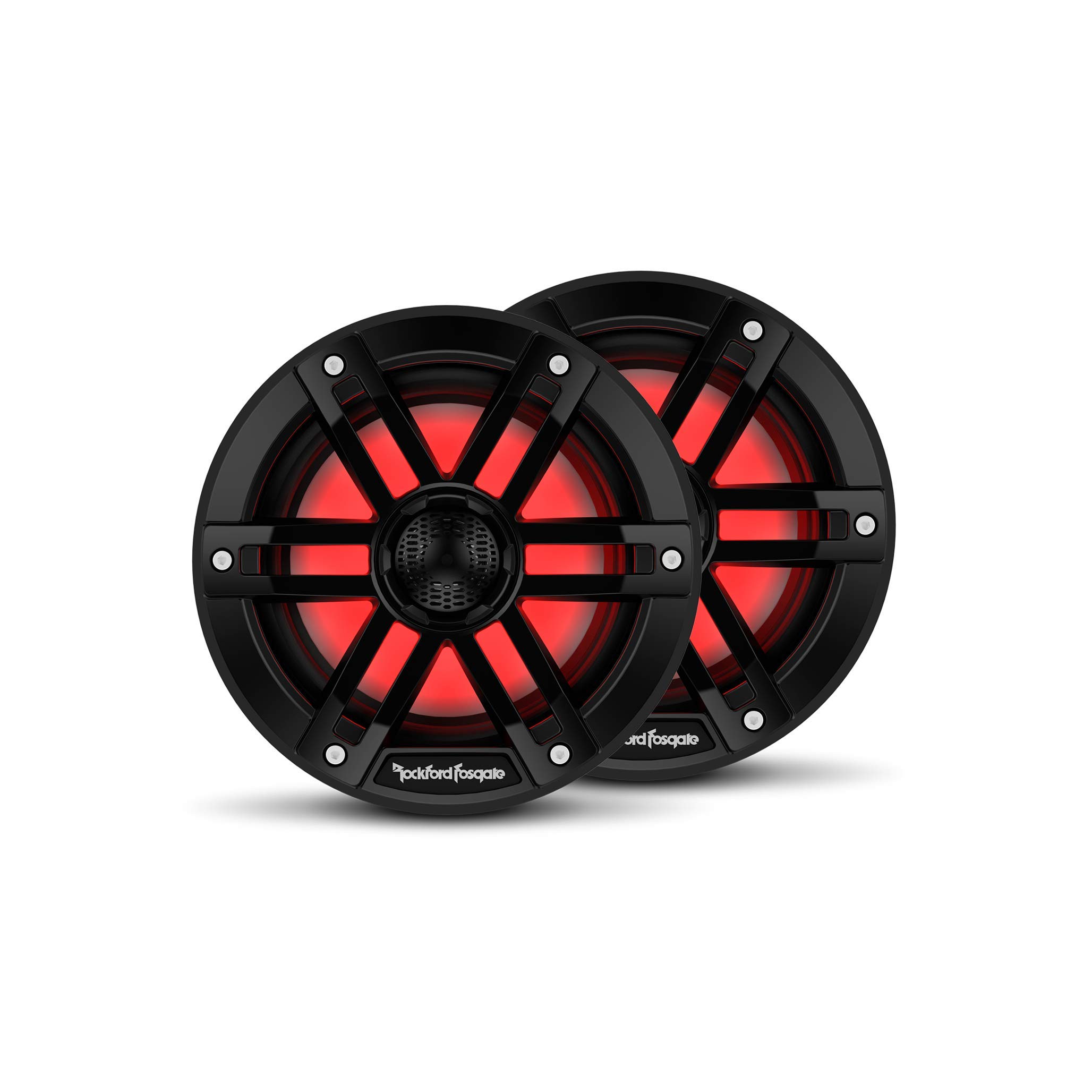 Rockford Fosgate M1-6B Color Optix 6” 2-Way Coaxial Multicolor LED Lighted Marine Speakers - Black (Pair)