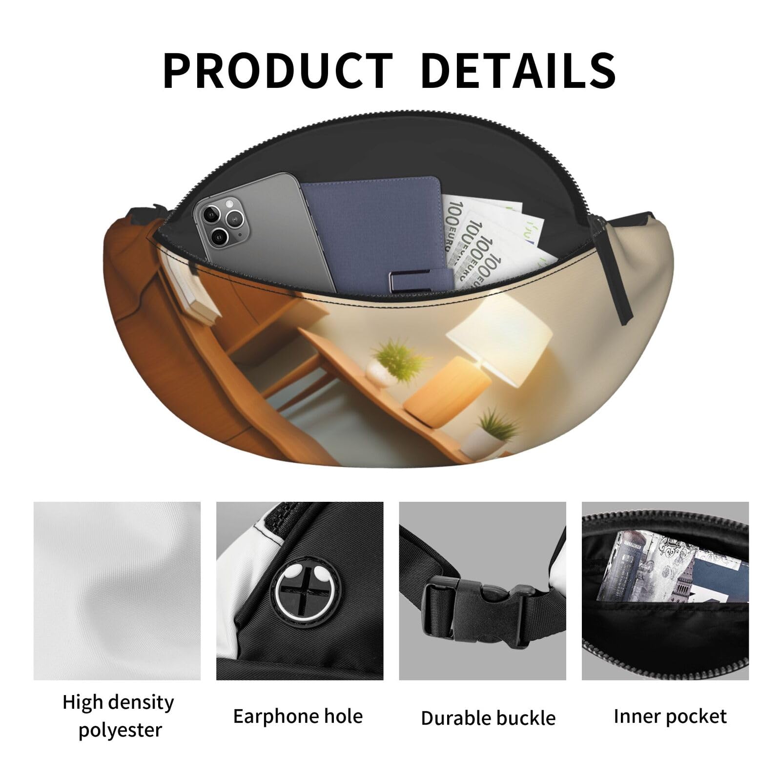 Home Cabinet Print Fanny Pack For Women And Men Fashion Waist Bag With Adjustable Strap For Hiking Running Cycling