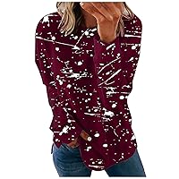 Women's Brunch Outfits Round Neck Tops Cotton Casual Fashion Floral Print Long Sleeve O-Pullover Top Blouse, S-5XL