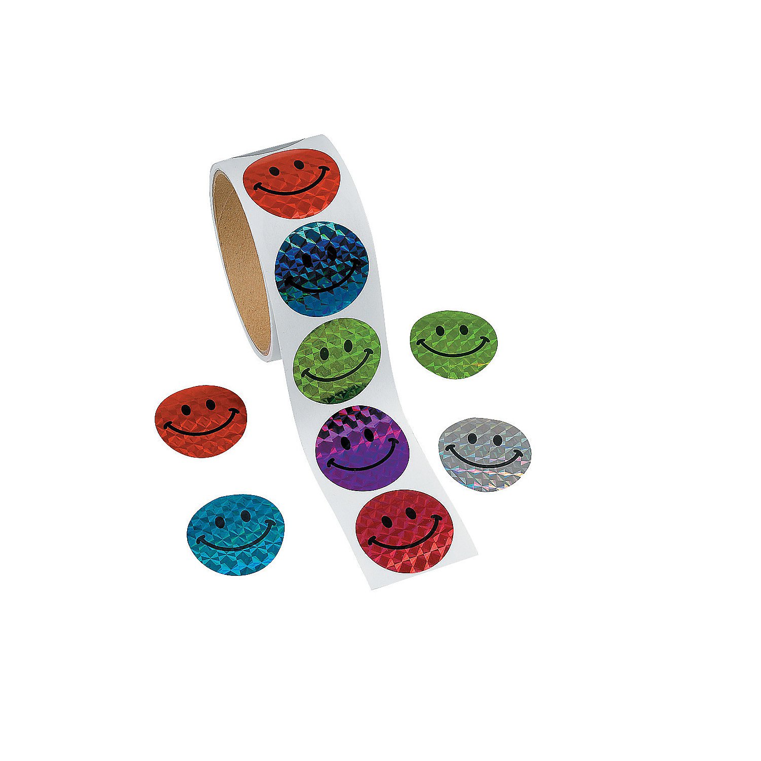 Fun Express - Prism Smile Face Stickers (100pc) - Stationery - Stickers - Stickers - Roll - 1 Piece