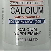 Oyster Shell Calcium 500 mg with Vitamin D3 5mcg (200 IU) Calcium Supplement 300 Tablets Non Returnable