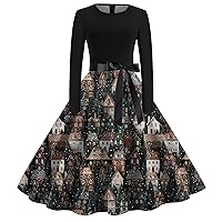 Green Cocktail Dress for Women,Women's Midi Dress Long Sleeve Sleeve Shirred Bodice Floral Dress for Fall Party