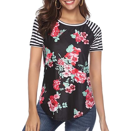 CEASIKERY Women's Blouse Floral Print T-Shirt Comfy Casual Tops for Women