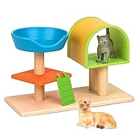 Terra by Battat – Cat Tree – Cat Toy Animal Figure Playset for Kids 3-Years-Old and Up (3 pc) , white