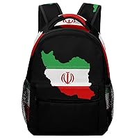 Iran Flag Map Backpack Casual Travel Laptop Backpack Adjustable Strap Daypack Carry on Backpack for Men Women