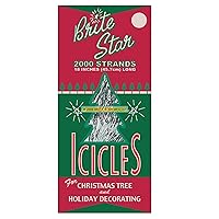 Brite Star Icicles Tinsel,Polyvinyl Chloride, 2000 Strand, Silver, Count