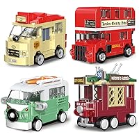 Pull Back Car Building Blocks Sets, Pull and Go Bus Model, 3D Assembly Vehicles for Boys and Girls Building Block Car Toys Party Favor for Kids Age 6 7 8 9 10, 407 Pieces