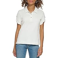 Calvin Klein Women's Casual Polo Short Sleeve D Ring T Shirt