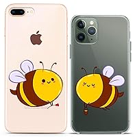 Matching Couple Cases Compatible for iPhone 15 14 13 12 11 Pro Max Mini Xs 6s 8 Plus 7 Xr 10 SE 5 Cartoon Adorable Design Clear Cover Slim fit Insect Cute Flexible Honeybees Kawaii Print Art