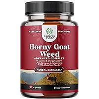 Extra Strength Horny Goat Weed Male Enhancement Pills - Boosts Drive Size Stamina and Energy Testosterone Supplement for Men - Horny Goat Weed with Tongkat Ali and Maca Root Capsules for Men and Women