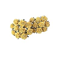 Mulberry Paper Rose Flower DIY Scrapbooking Wedding Decoration 50 PCS (Yellow)