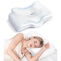Cervical Pillow for Neck Pain Relief, Hollow Design Odorless Memory Foam Pillows with Cooling Case, Adjustable Orthopedic Bed Pillow for Sleeping, Contour Support for Side Back Sleepers