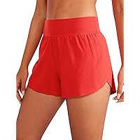 CRZ YOGA High Waisted Dolphin Athletic Running Shorts for Women High Split Comfy Mesh Liner Gym Workout Track Shorts